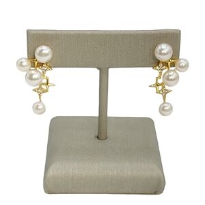 14K Gold Filled Shining Genuine Freshwater Pearl Stud Earrings NEW